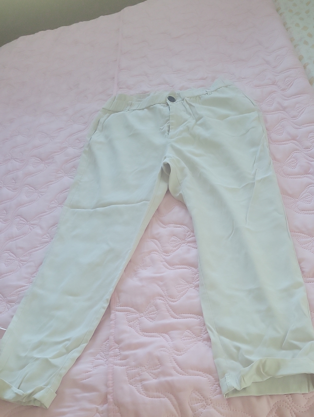 Zara Off-White Elastic Waist Trousers
